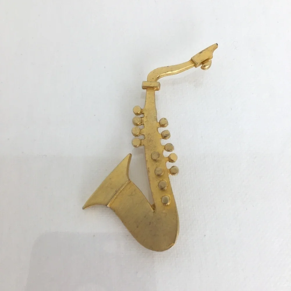 Vintage Music Brooch Pin Bundle Treble Clef Saxophone Piano And Horn Ornament
